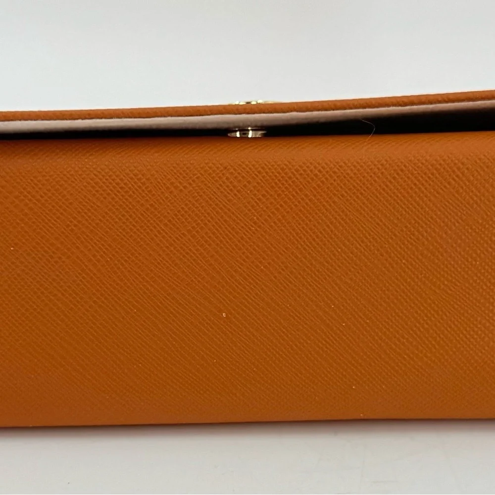 Tory Burch Glasses Sunglasses Semi‎ Rigid Orange Faux Leather Case New NWOT